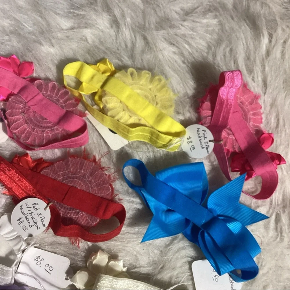 Baby Toddler Girls Boutique Headbands Handmade Lot of 8 All New, Flowers Bows